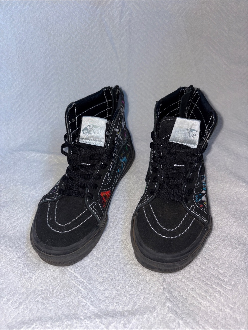 Vans Kids Black High-Top Sneakers with Multicolor Side Graphics